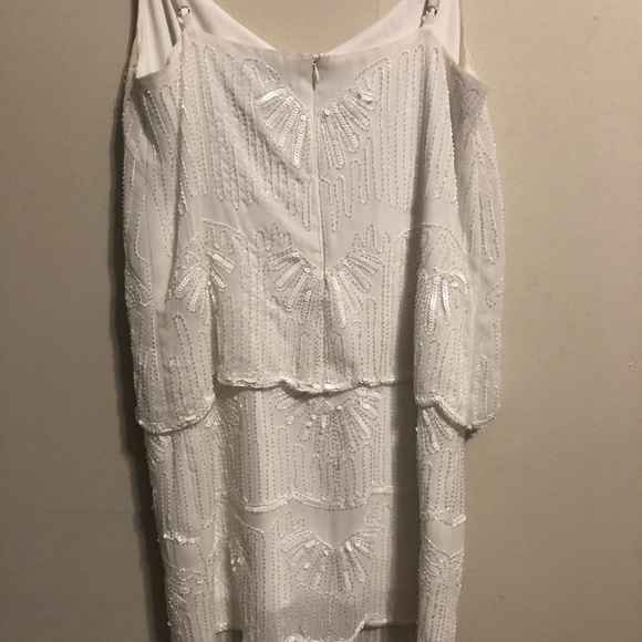 Size 4 white sequin laundry mini dress - Picture 3 of 5